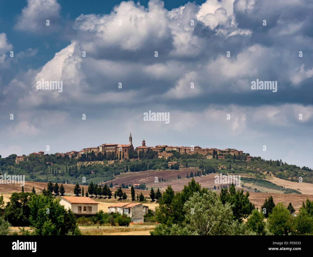 Panorama de Pienza en Toscane, Italie Banque D'Images