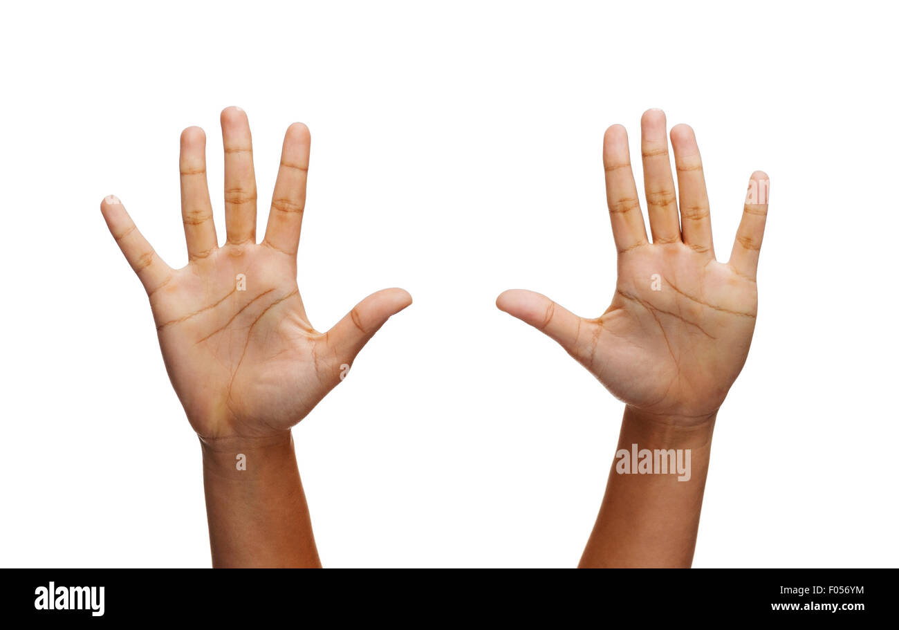 Deux mains femme des signes avec la main Banque D'Images