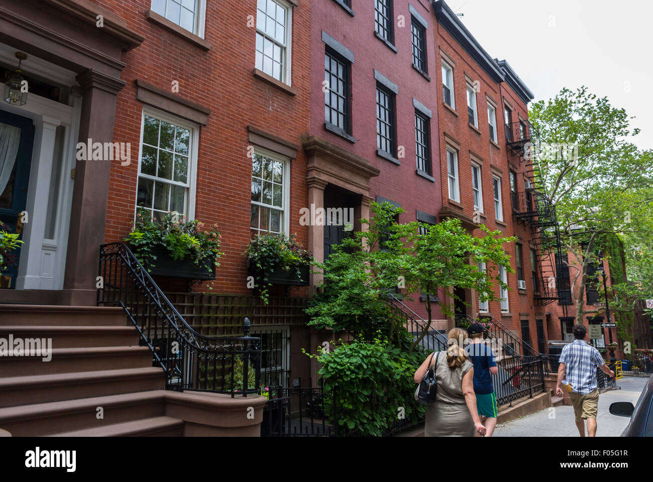 New York City, États-Unis, scènes de rue, People Walking Brooklyn Heights Historic District, Brown Stone Apartment New yorkers Buildings Banque D'Images