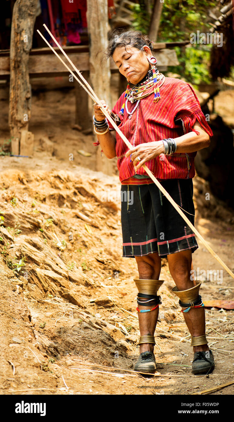 Kayaw hill tribe femme à Mae Hong Son, Thaïlande, Asie. Banque D'Images