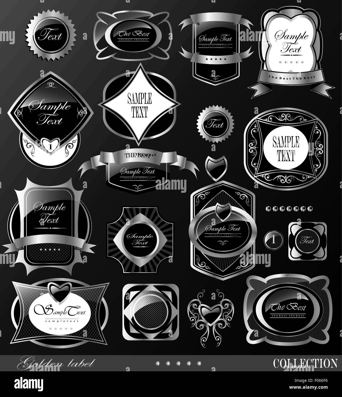 Retro noir gold label Illustration de Vecteur