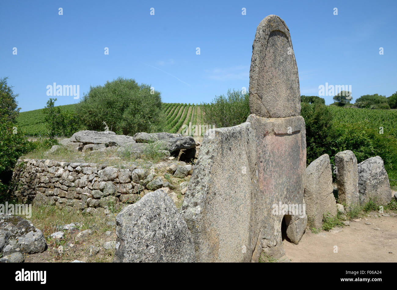 Arzachena, Gallura, Sardaigne, Italie:Tombe dei Giganti de Coddu Vecchiu. Banque D'Images