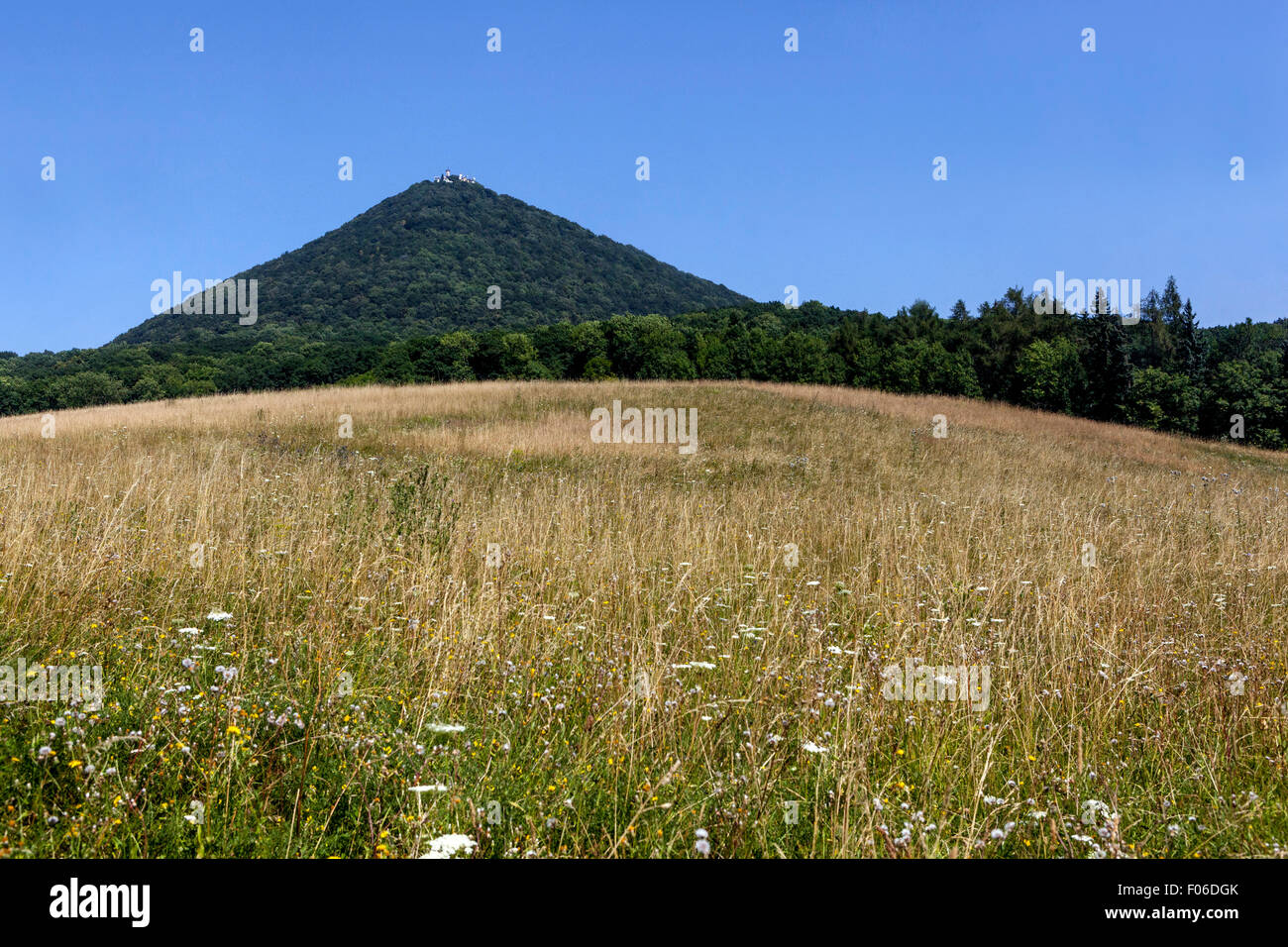 Milesovka est avec ses 837 m, la plus haute montagne de Ceské Stredohori (Bohême centrale) Uplands, République Tchèque Banque D'Images