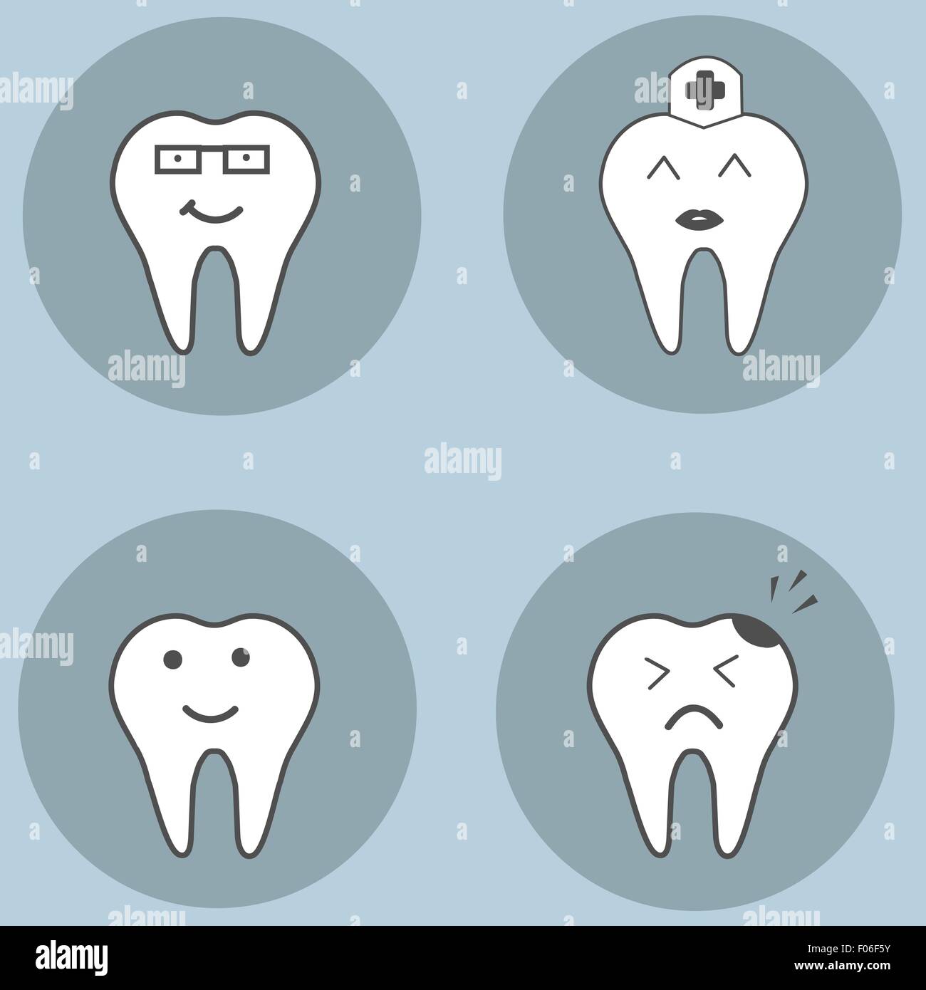 Jeu de dents. Collection dentaire pour votre conception. Vector cartoon. Illustrations pour les enfants de l'art dentaire. Illustration de Vecteur