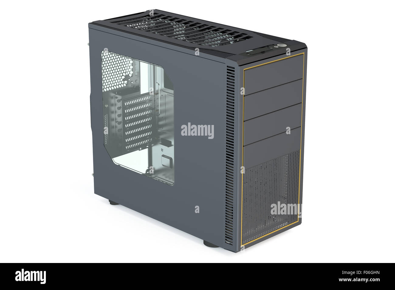 Ordinateur noir Cas isolé sur fond blanc Banque D'Images