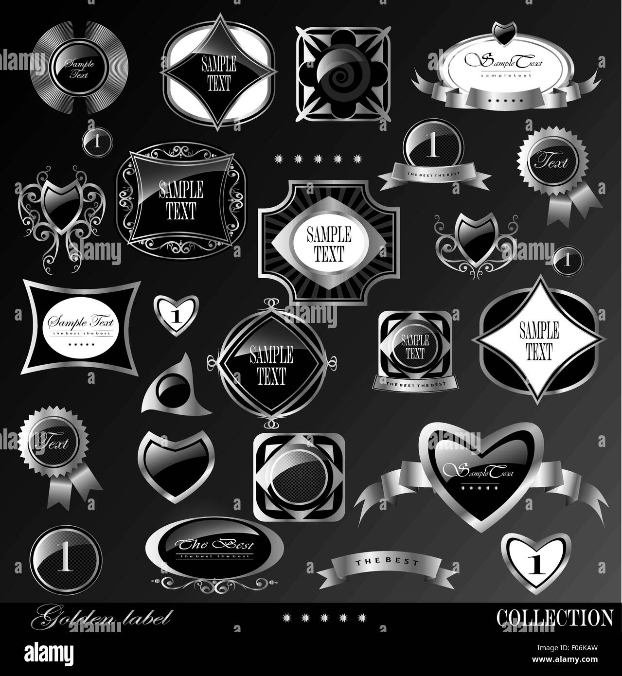 Les étiquettes d'or noir Illustration de Vecteur