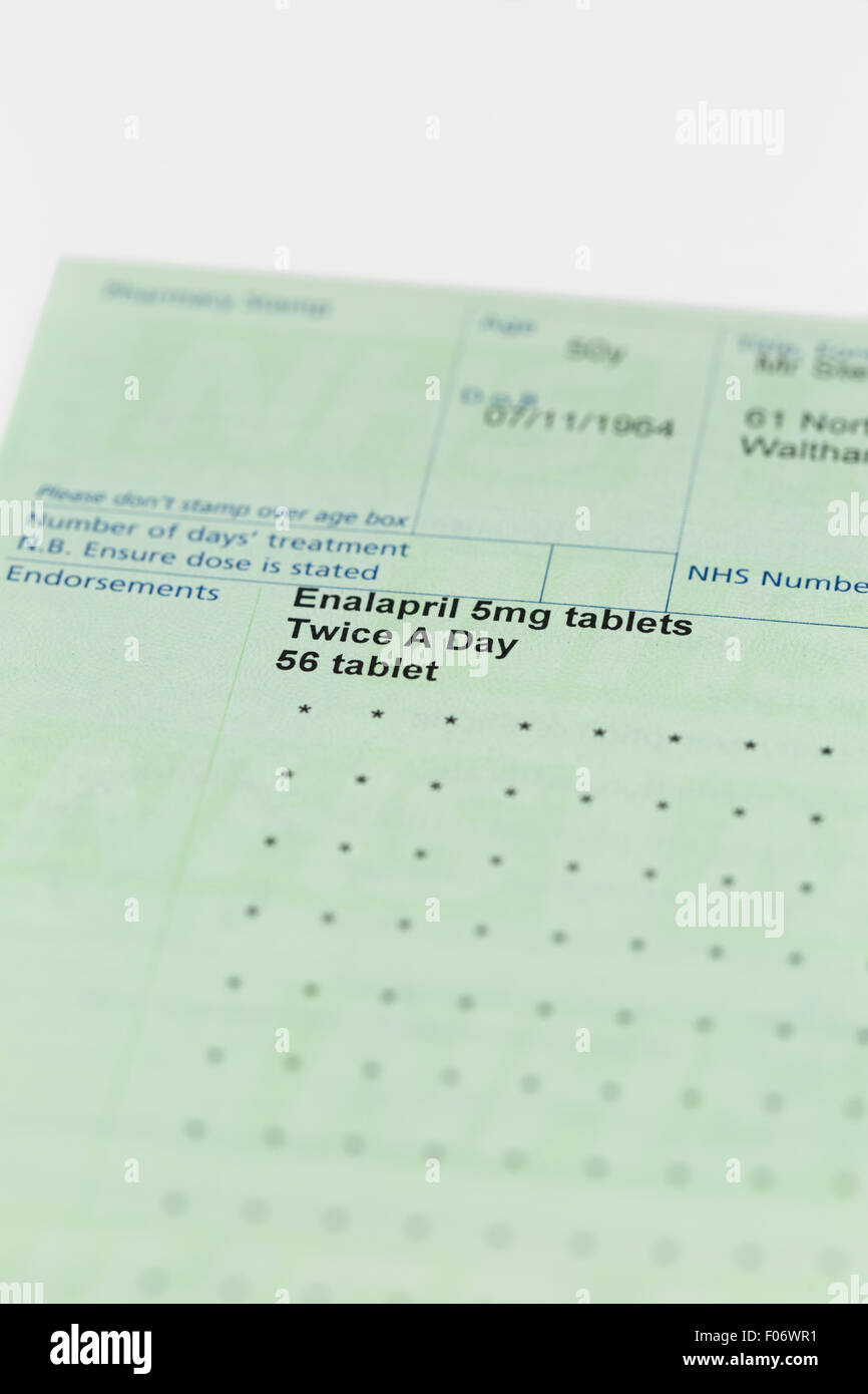 Close up of a doctor's prescription nhs remarque Banque D'Images