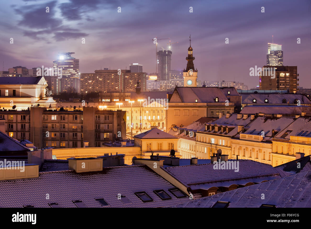 Ville de Varsovie nuit paysage urbain l