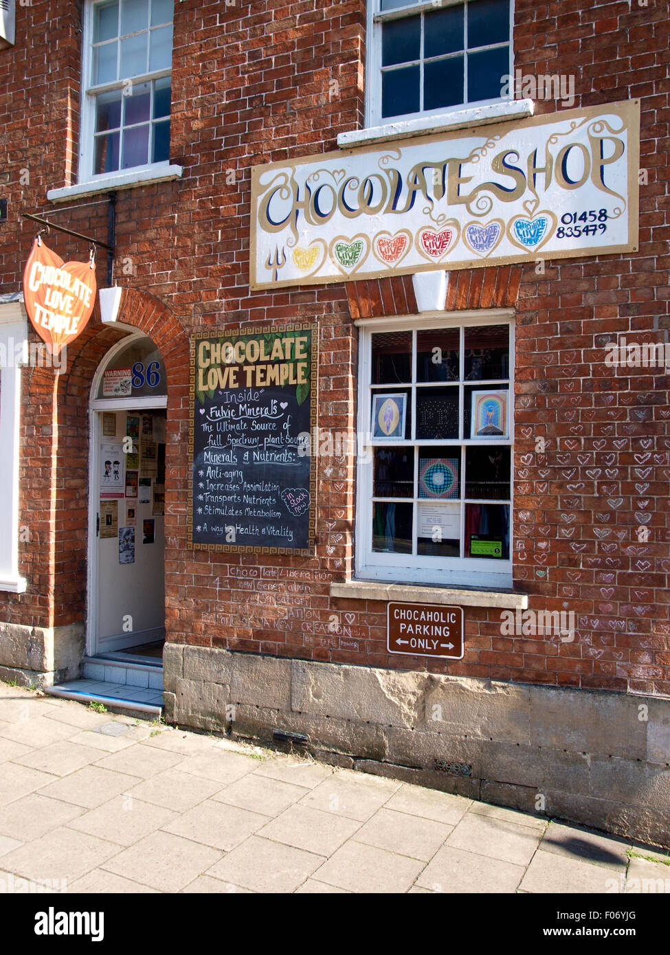 Temple d'amour au chocolat / Chocolat Shop, Glastonbury, Somerset, UK Banque D'Images