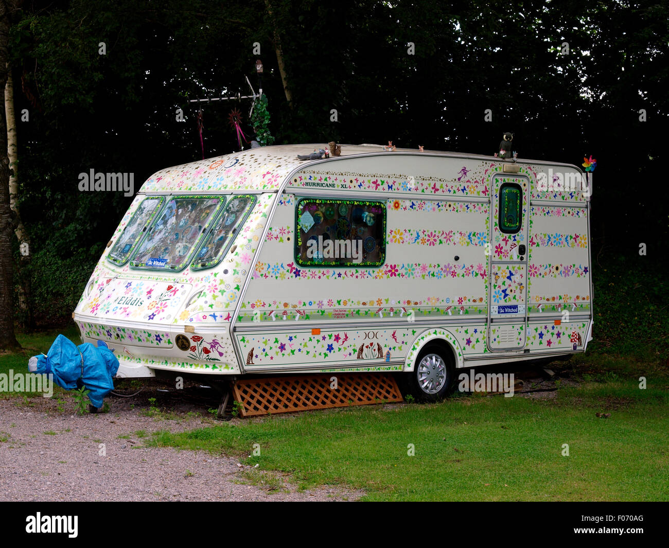Caravane Hippy, Glastonbury, Somerset, UK Banque D'Images