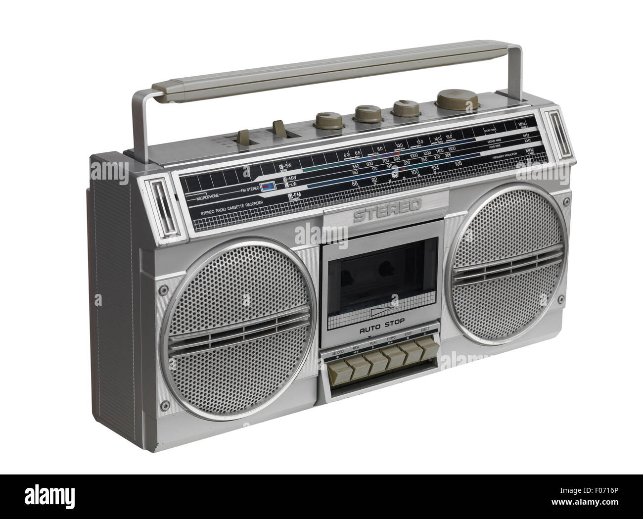 Boom Box isolé sur fond blanc Banque D'Images