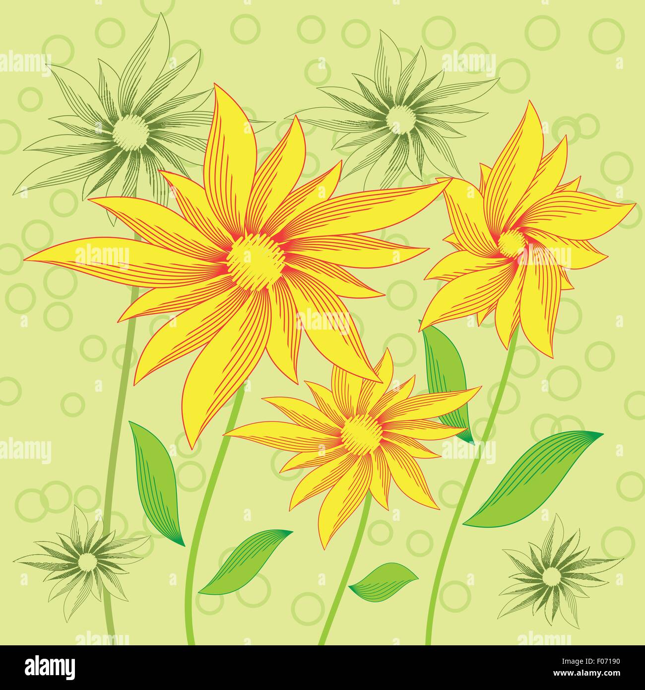 Abstract background vector illustration fleurs jaune Illustration de Vecteur
