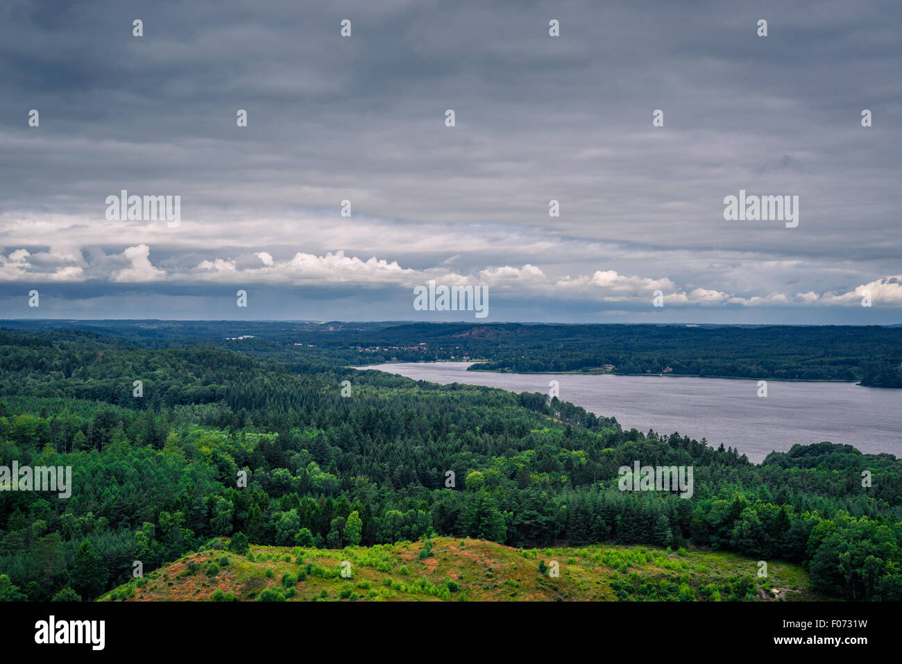 Paysage avec la rivière Gudenaaen à Silkeborg, Danemark Banque D'Images
