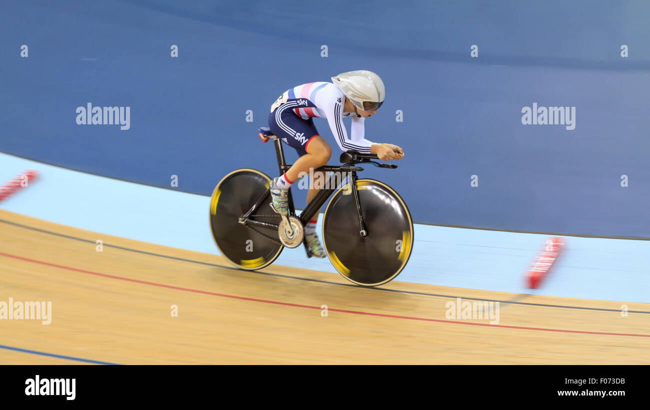 Laura Kenny (Laura Trott) au cours de l'Omnium (poursuite individuelle) à la 2014 Coupe du Monde de Cyclisme sur piste de l'UCI, Londres Banque D'Images