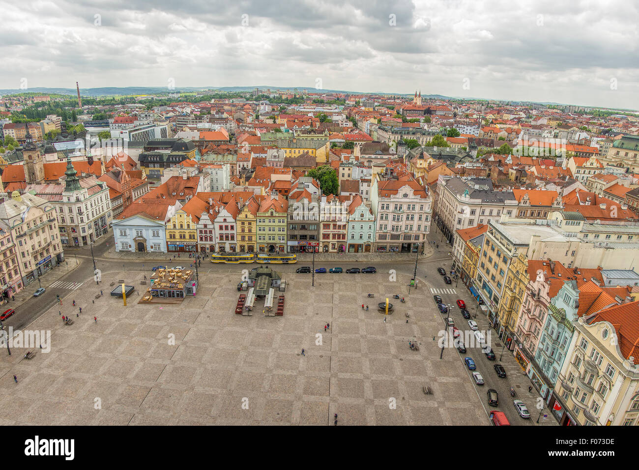Pilsen (près de Prague), la République tchèque - 17 mai 2015 : Pilsen Pilsen, vue aérienne de l'urbain ou principale et la place centrale de la ville Banque D'Images