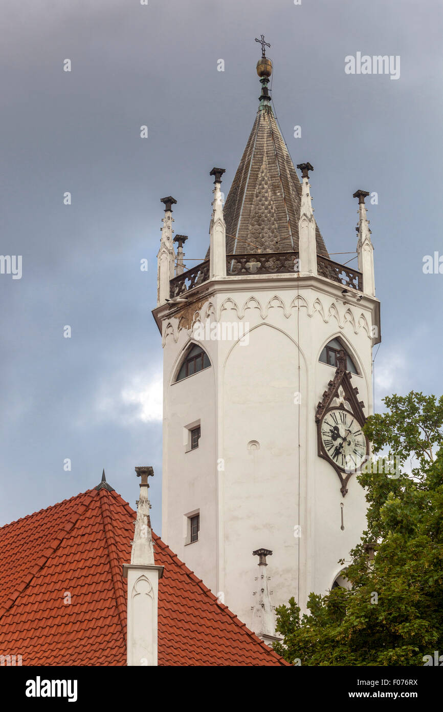 Tour du château, Teplice v Cechach, ville thermale, dans le Nord de la Bohême, République Tchèque Banque D'Images