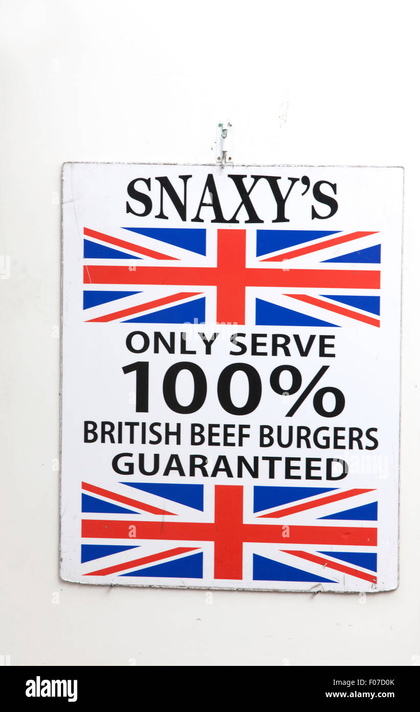 Burger de boeuf signe, England, UK Banque D'Images