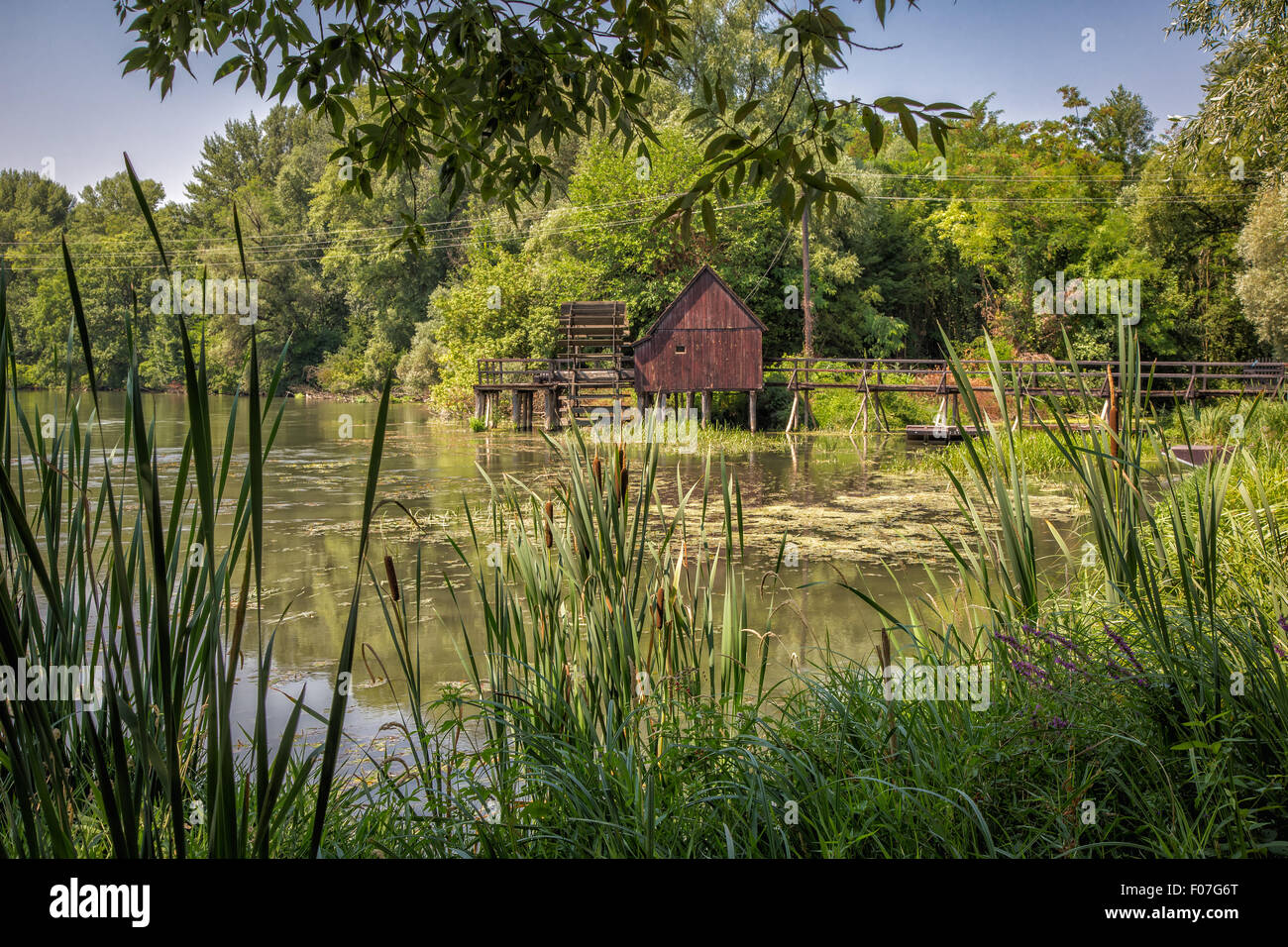 Moulin à eau sur la petite danube près du village de tomasikovo, Slovaquie, Europe Banque D'Images