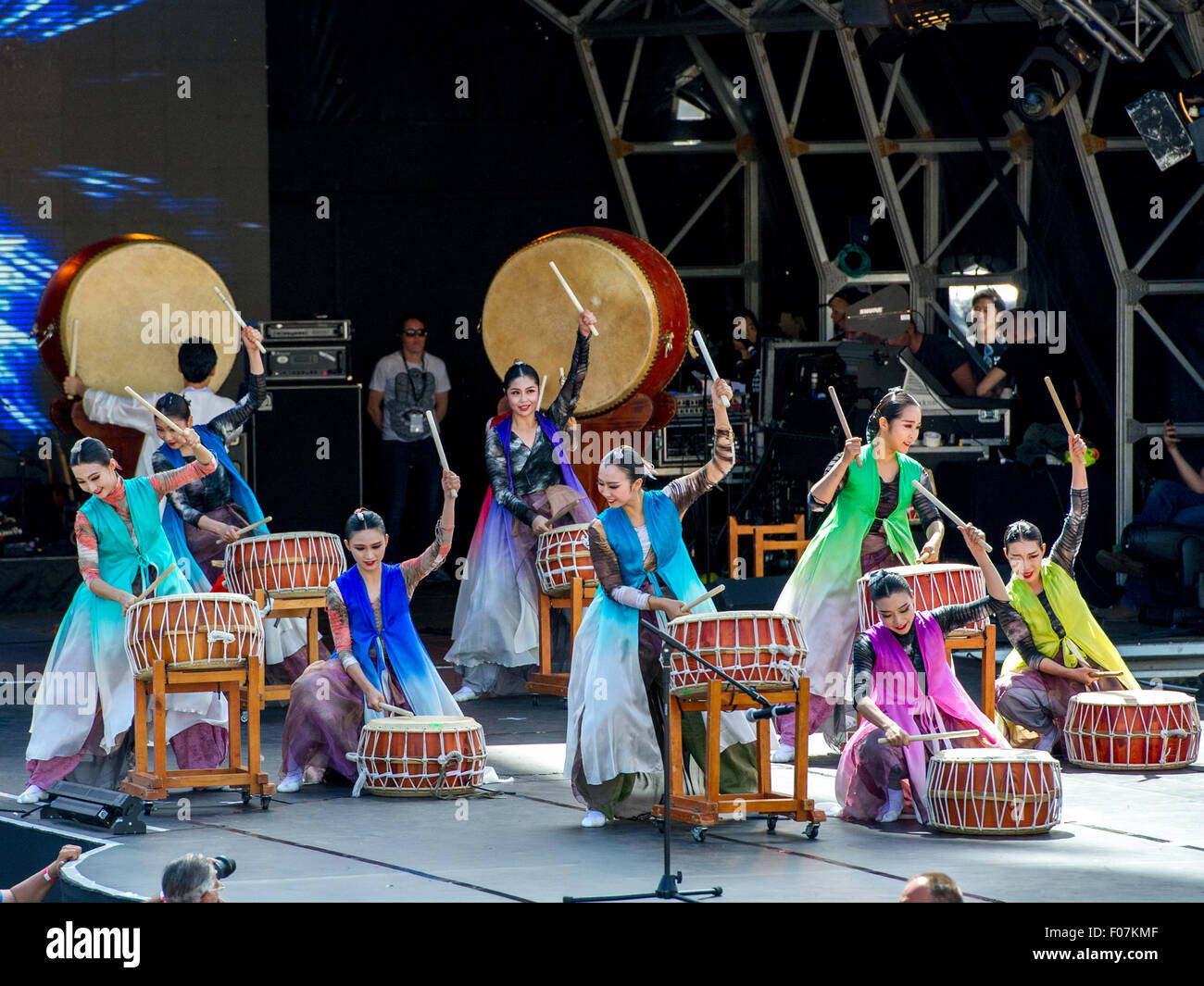 Londres, Royaume-Uni. 09 août, 2015. Pan sur scène à Londres le festival coréen 2015. Banque D'Images