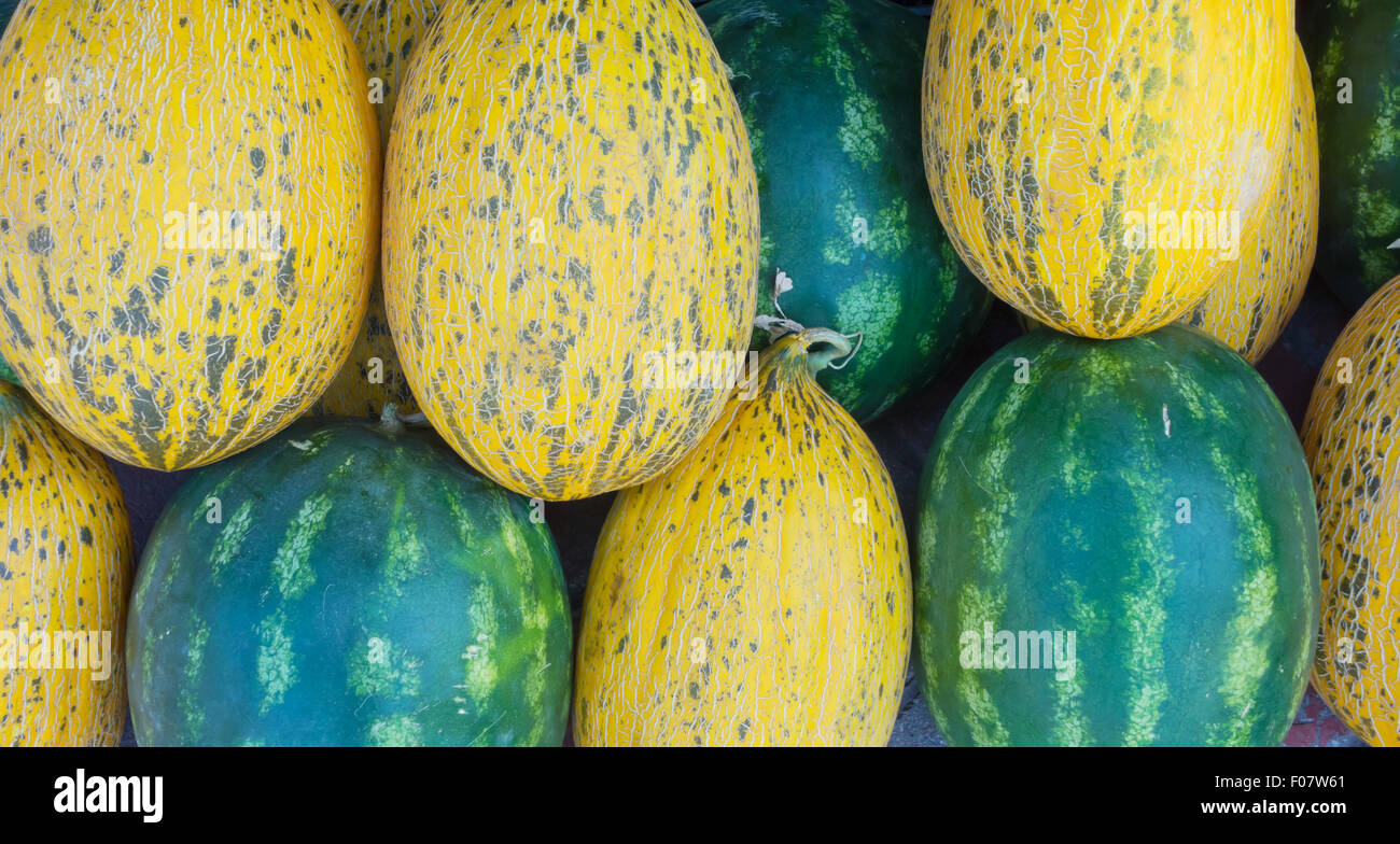 Melons jaune de galia Banque de photographies et d’images à haute