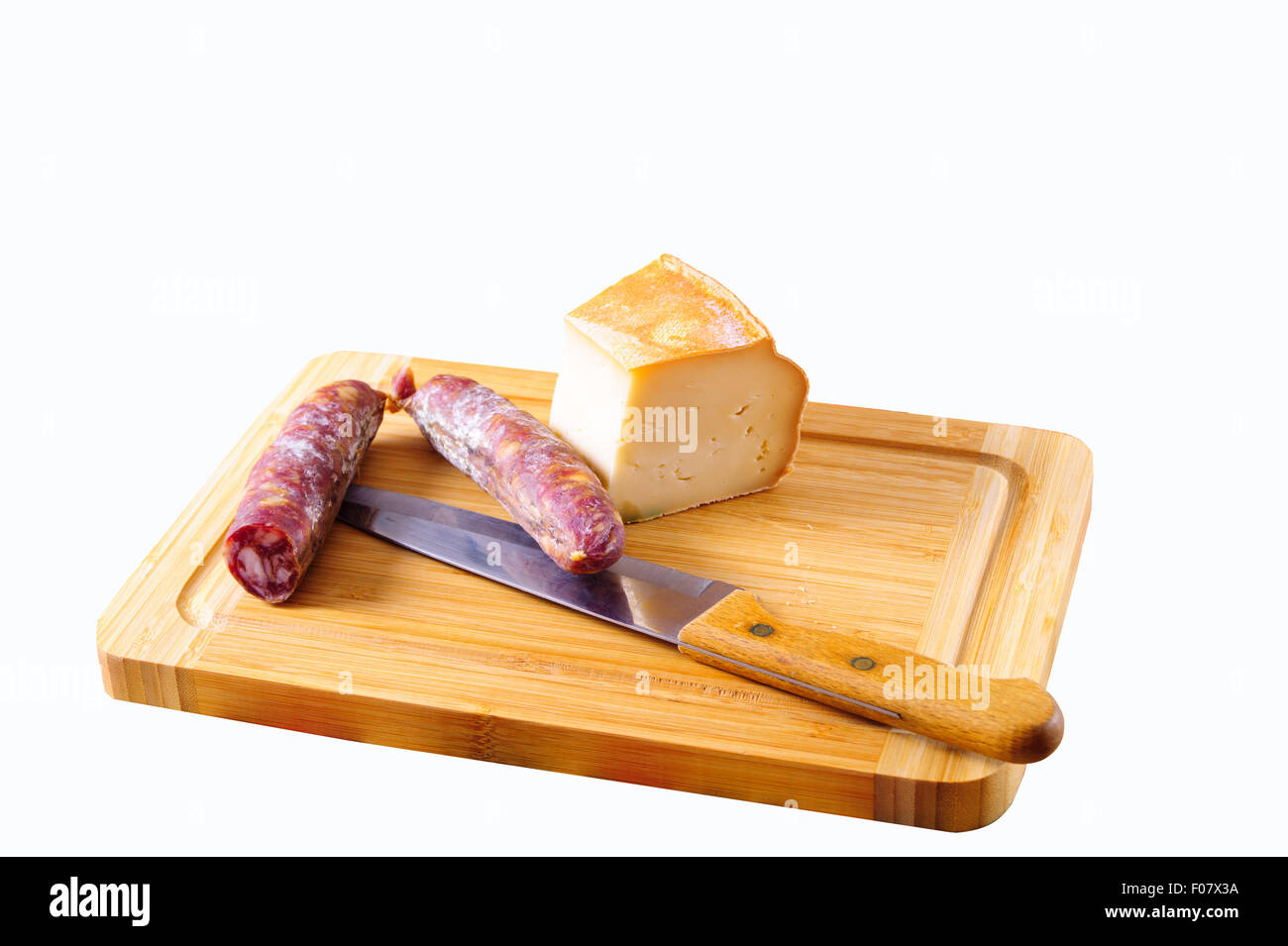 Salam et à la fontina, fromage italien grande Pentecôte cutter Banque D'Images