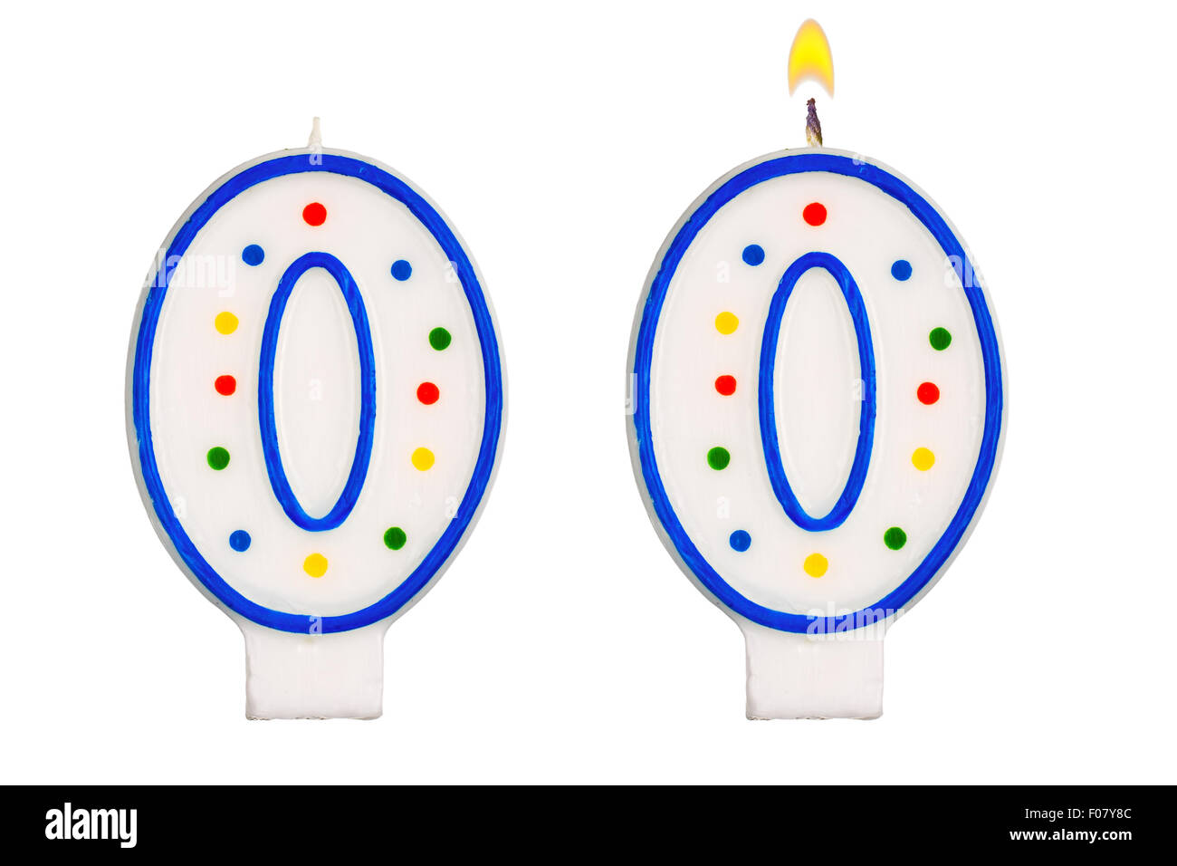 Bougies d'anniversaire néant nombre isolé sur fond blanc Banque D'Images