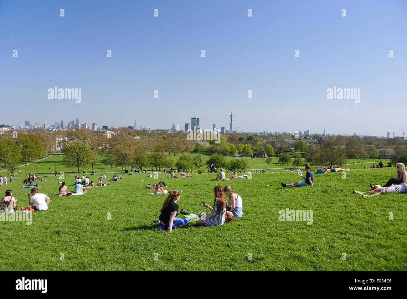 Vue sur le centre de Londres à partir de Primrose Hill, London Borough of Camden, Londres, Angleterre, Royaume-Uni Banque D'Images
