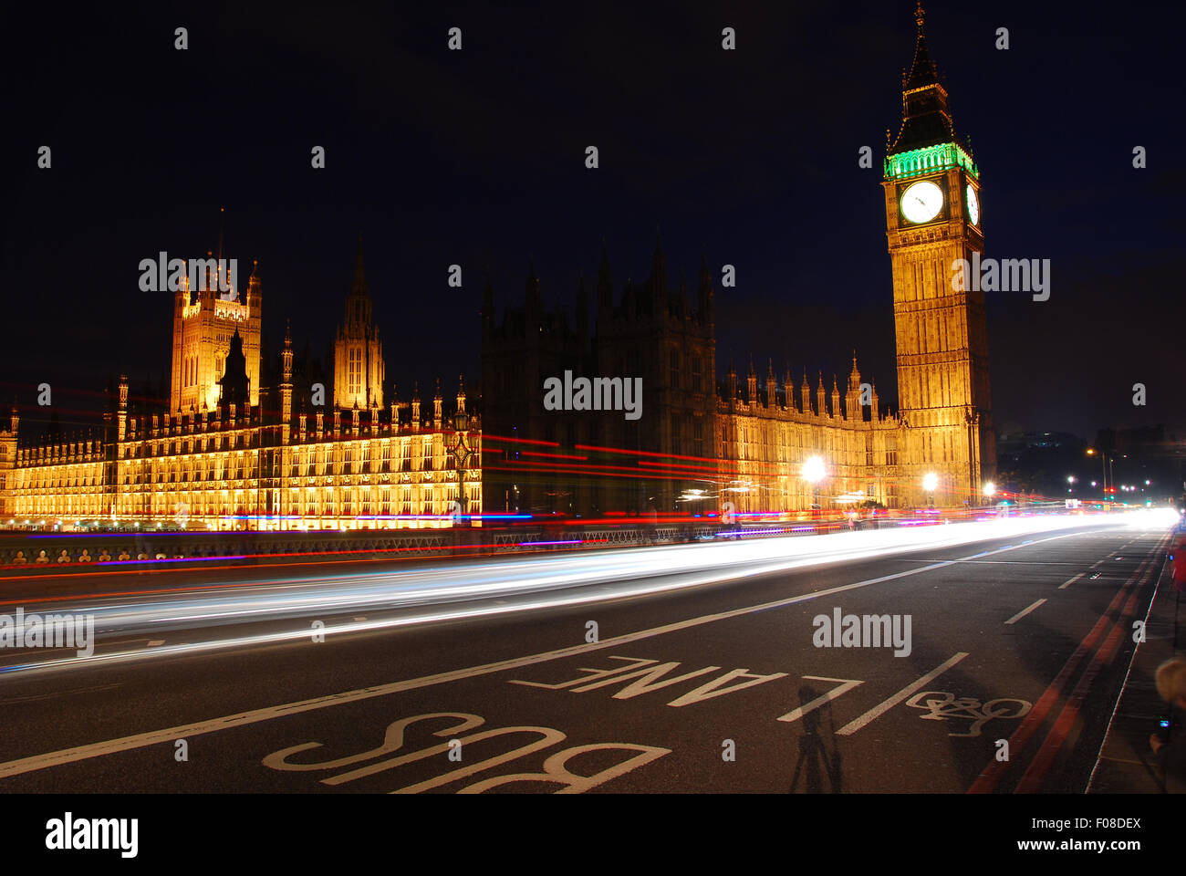 L'Abbaye de Westminster et Big Ben de nuit Banque D'Images