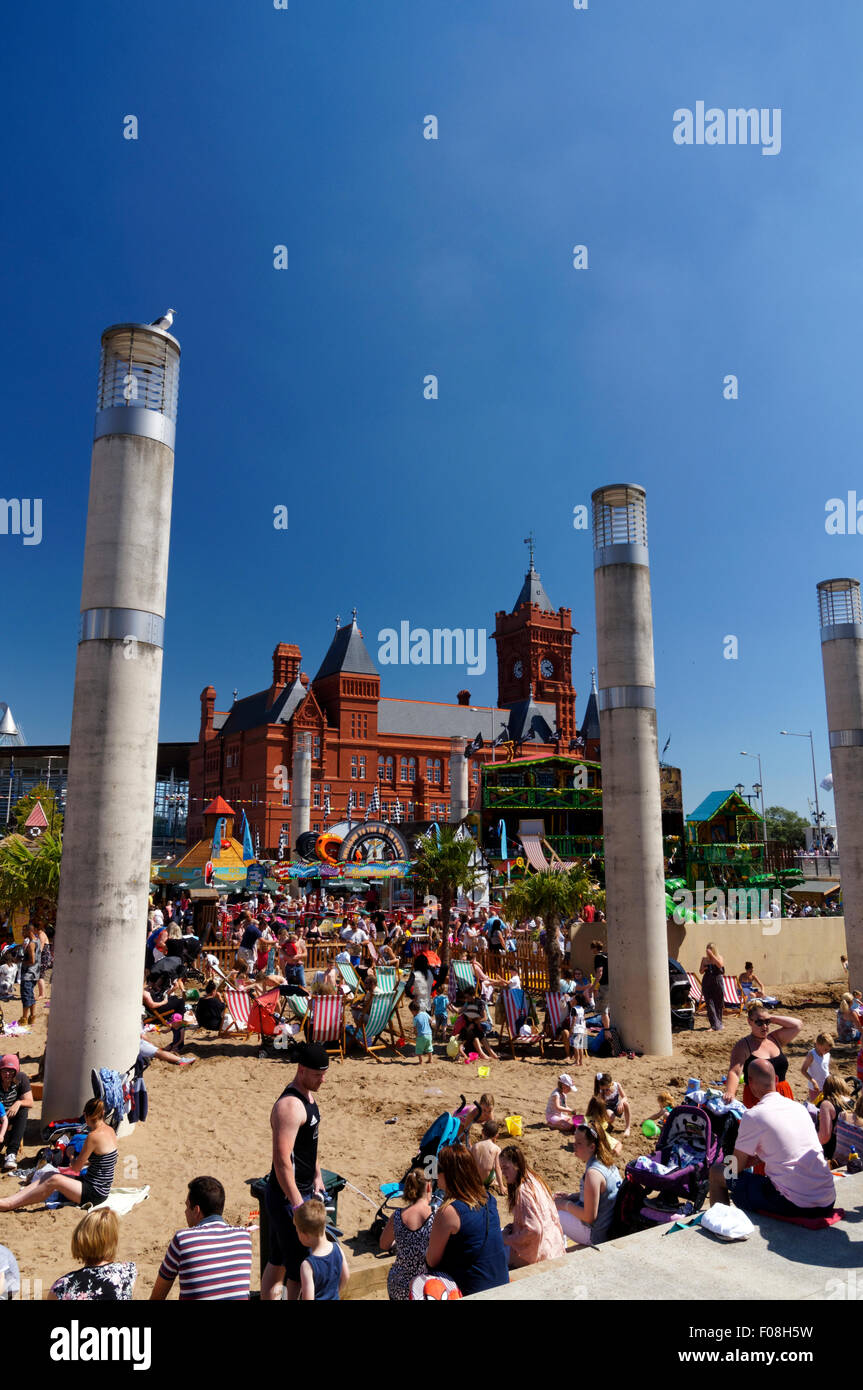 Cardiff Bay Beach Summer Festival, Roald Dahl Plas, la baie de Cardiff, Pays de Galles, Royaume-Uni. Banque D'Images