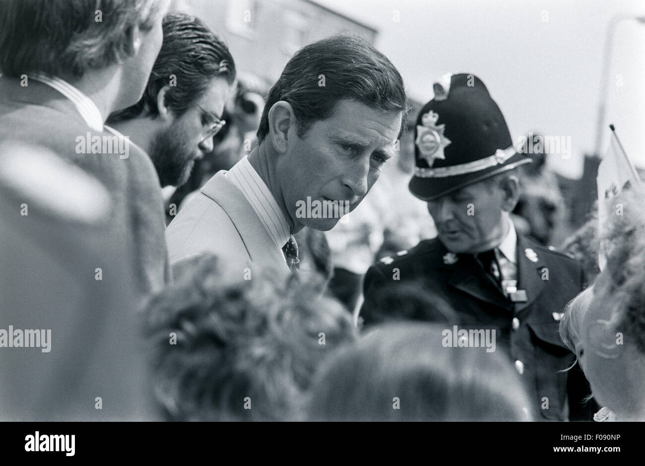 Son Altesse Royale le Prince Charles, prince de Galles visite le Elgano Estate, Alpes, Pays de Galles 1989 Banque D'Images