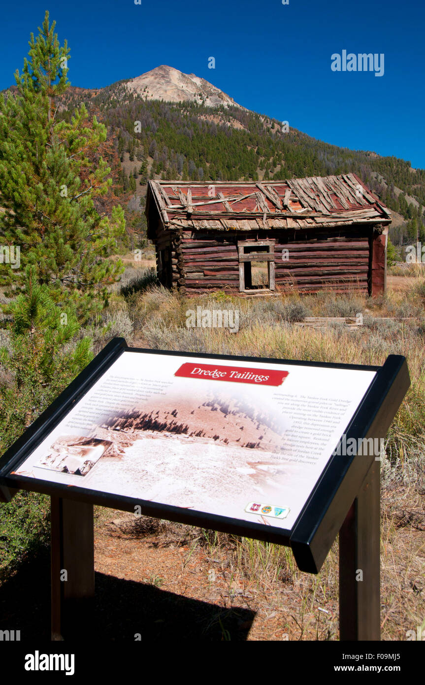 Ville fantôme de Bonanza, terre de la zone historique de La Fourche Yankee Custer, autoroute, Salmon-Challis National Forest, North Carolina Banque D'Images