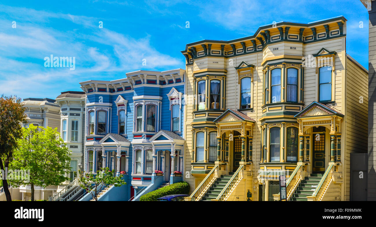 Style maisons victoriennes, San Francisco,California Banque D'Images