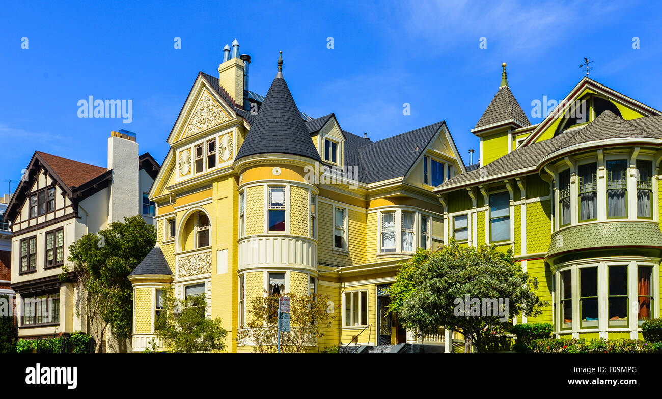 Maisons victoriennes, San Francisco, Californie Banque D'Images
