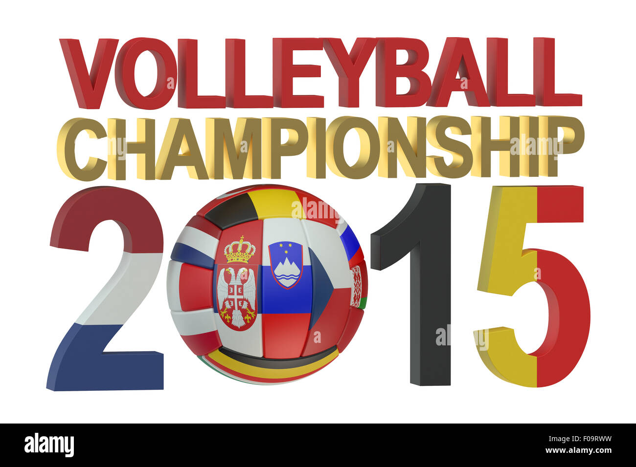 Volley-ball championnat d'Europe 2015 femmes concept isolé sur fond blanc Banque D'Images