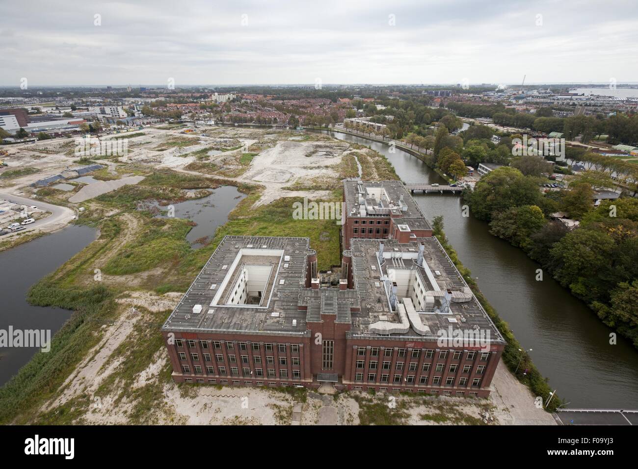 Cityscape view of city et friche de IJ, Noord, Amsterdam, Pays-Bas Banque D'Images