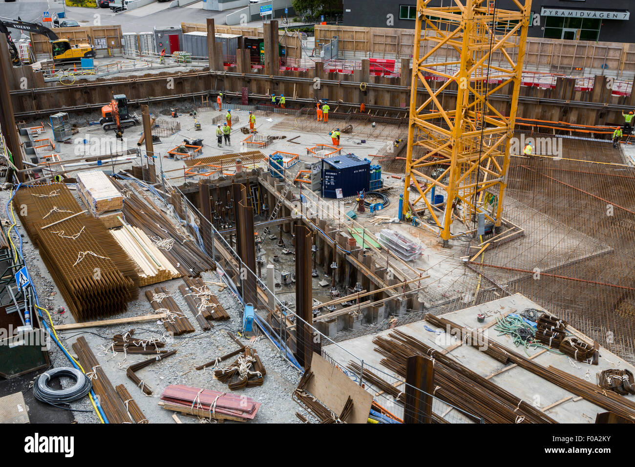 Site de construction à Arenastaden, Solna, Stockholm. Banque D'Images