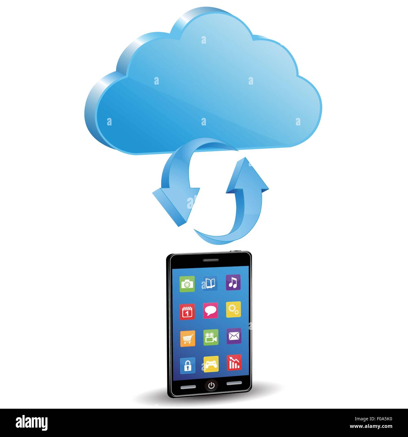 Synchronisez votre smartphone avec le cloud Illustration de Vecteur