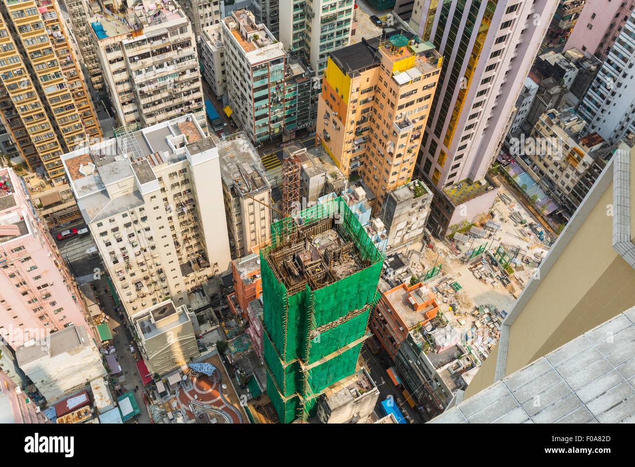 Site de construction de gratte-ciel, Central Hong Kong, Chine Banque D'Images