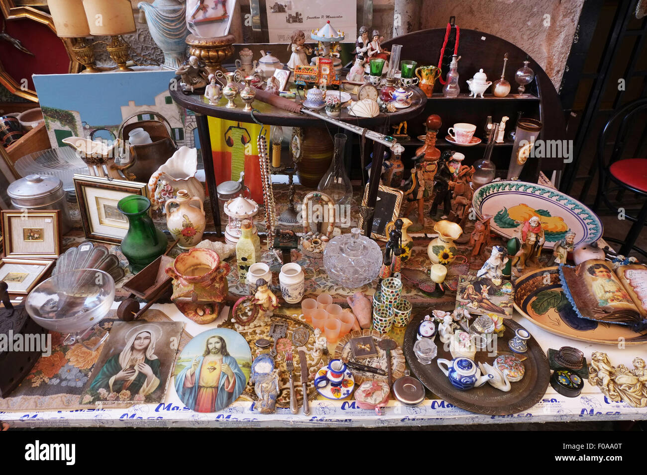 VINTAGE SHOP WINDOW,la Vucciria Palerme Sicile,marché,Italie, Banque D'Images