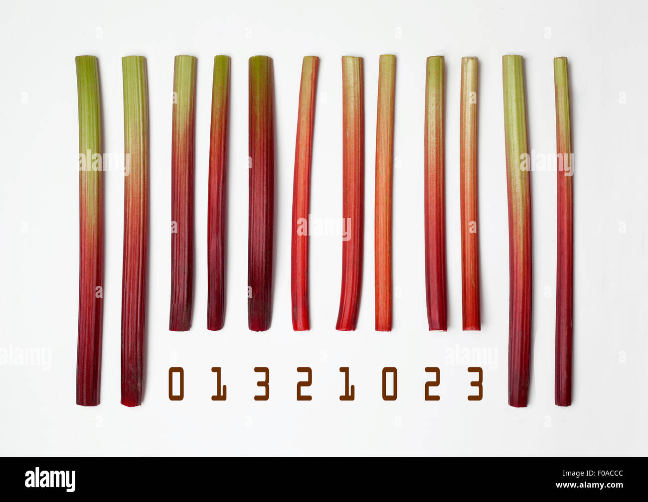 Faites de codes-barres avec des bâtons de rhubarbe Banque D'Images