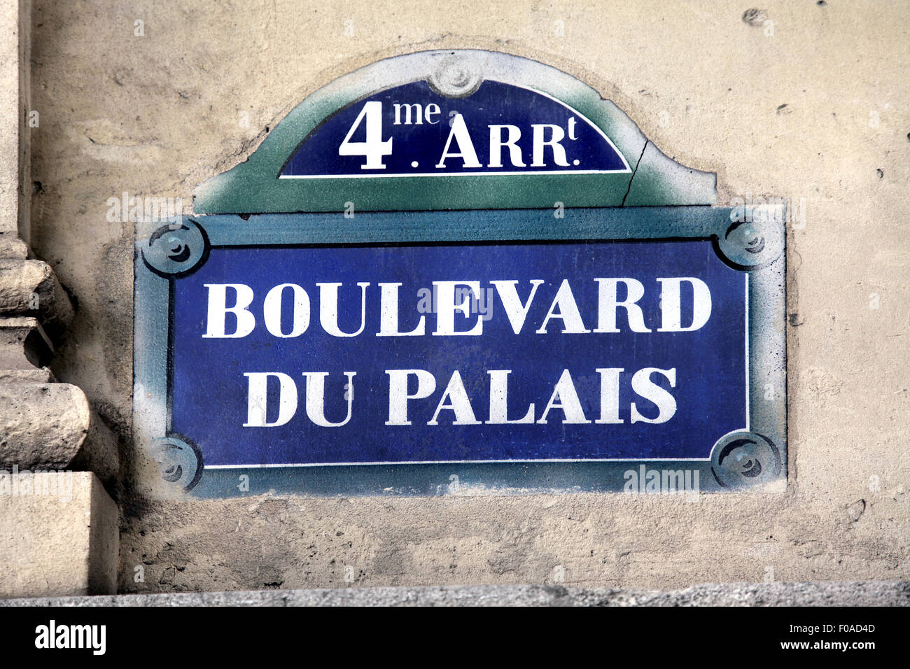 Plaque de rue Boulevard du Palais à Paris France Banque D'Images