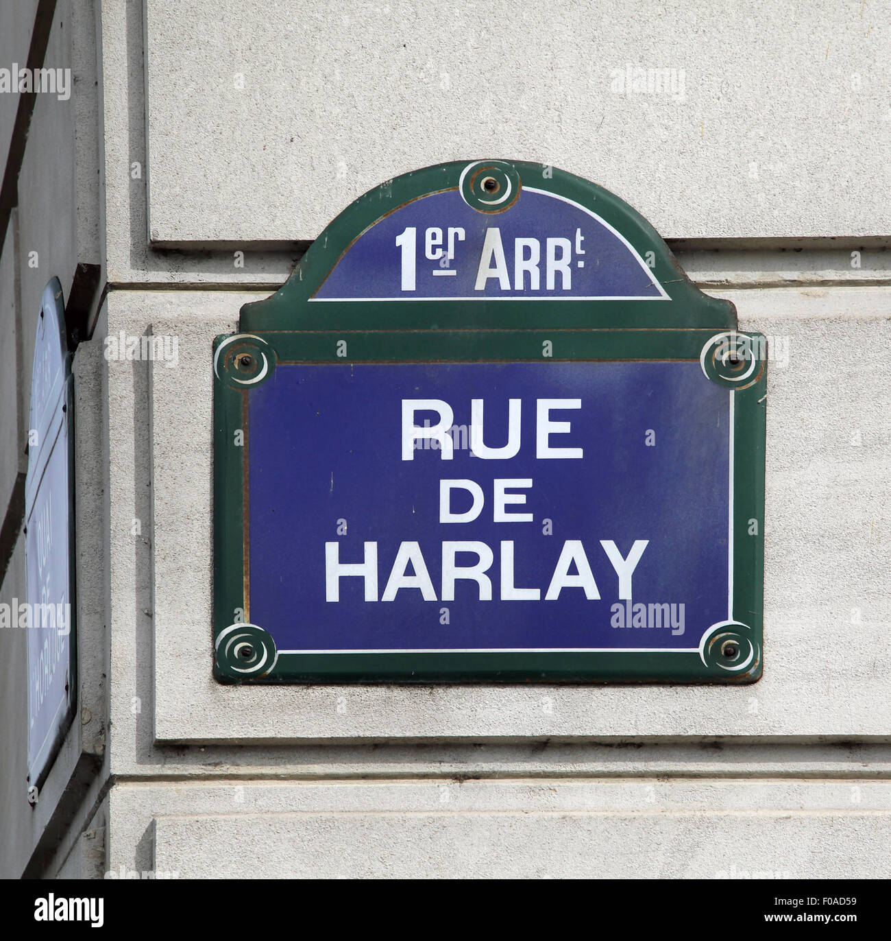 Plaque de Rue Rue de Harlay à Paris France Banque D'Images