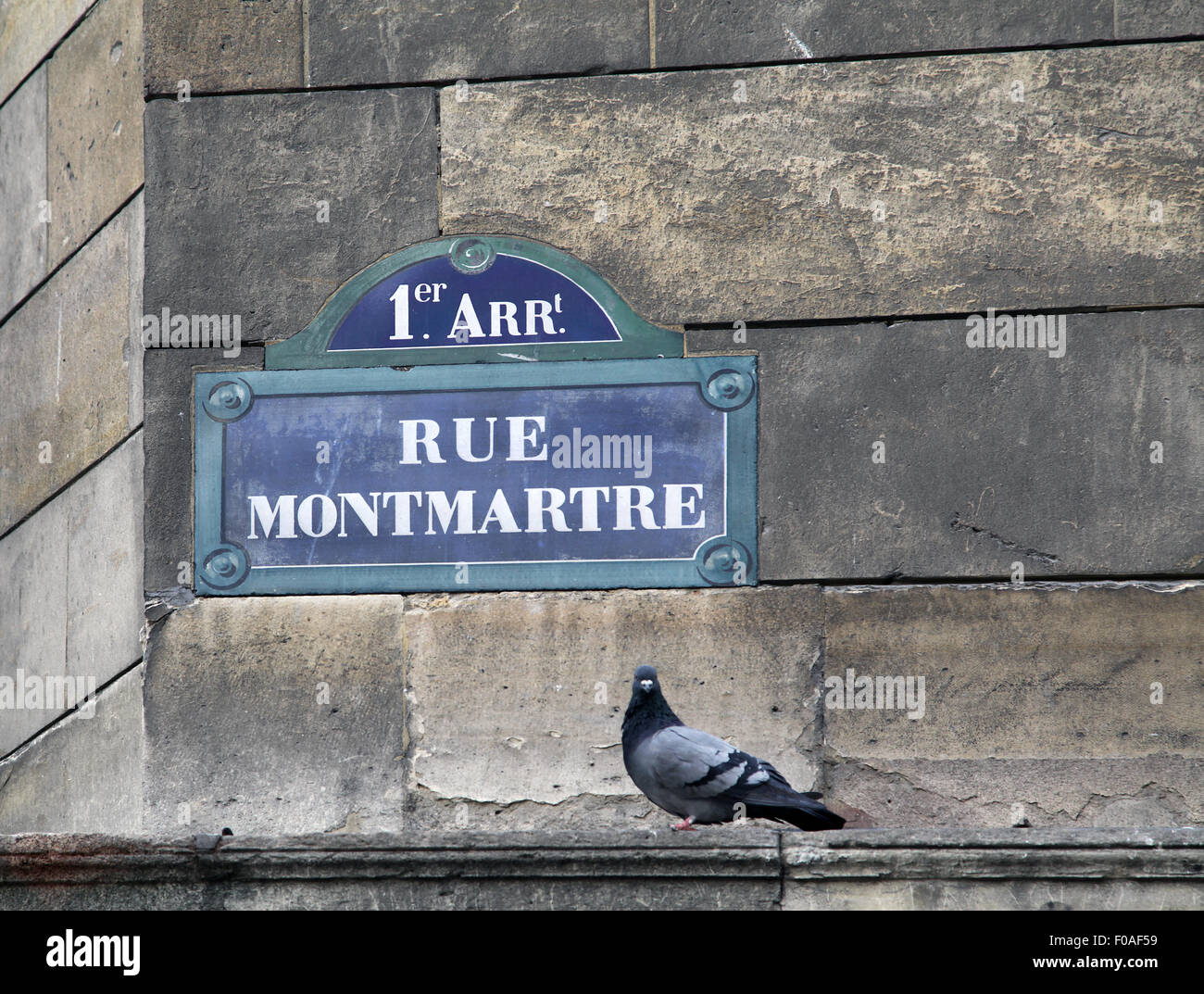 Plaque de Rue Rue Montmartre à Paris, France Banque D'Images