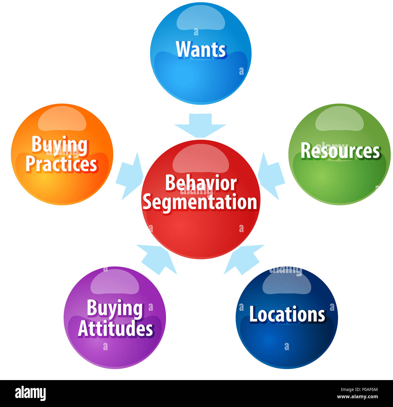 La stratégie de l'entreprise concept infographie illustration diagramme de composants Segmentation du comportement Banque D'Images