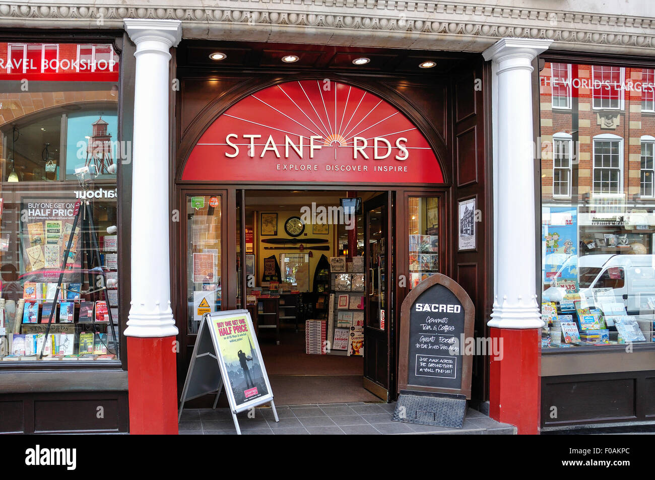 Stanfords, Librairie de voyage Long Acre, Covent Garden, City of Westminster, London, England, United Kingdom Banque D'Images