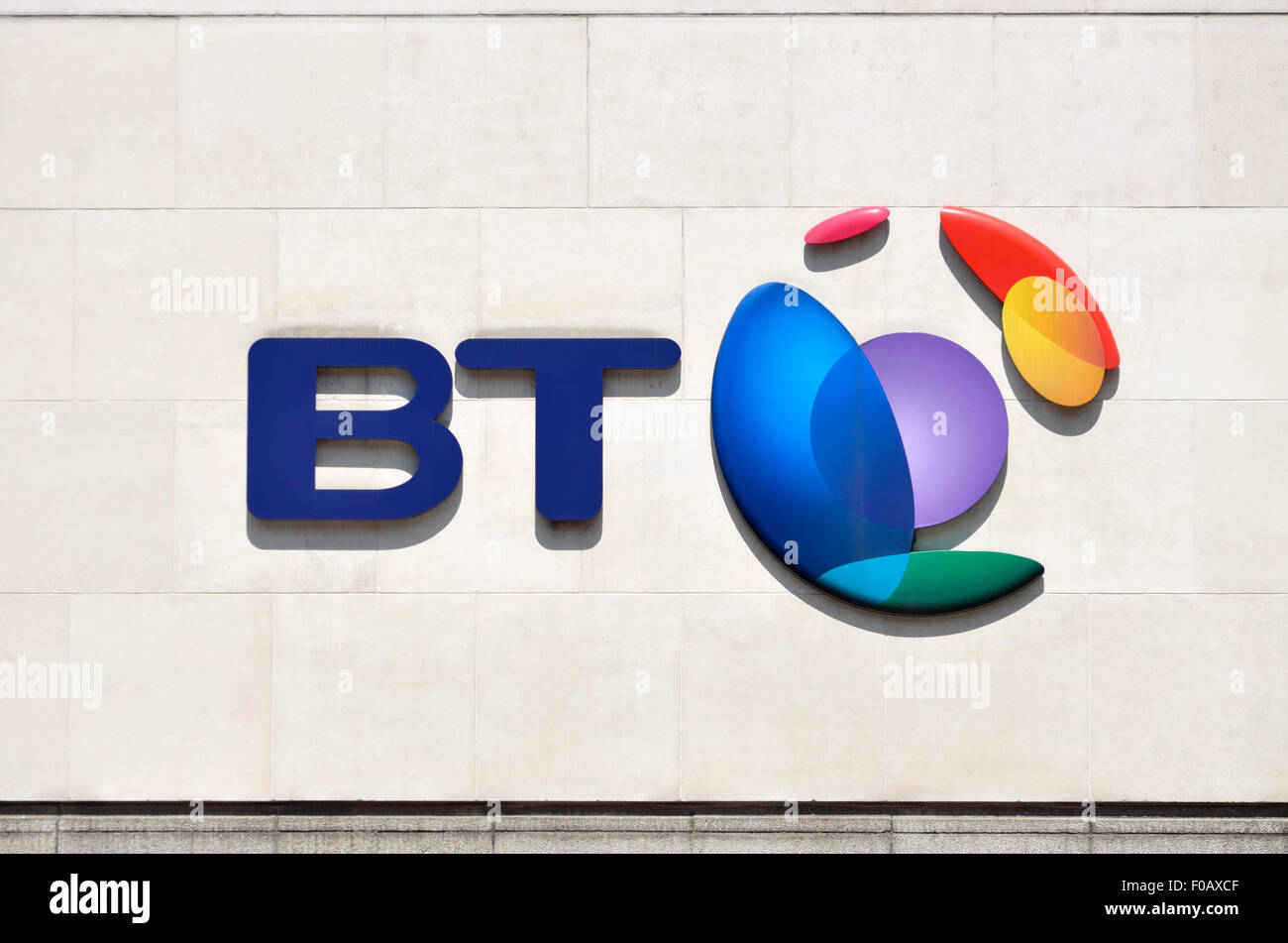 Londres, Angleterre, Royaume-Uni. Logo BT dans la ville Banque D'Images