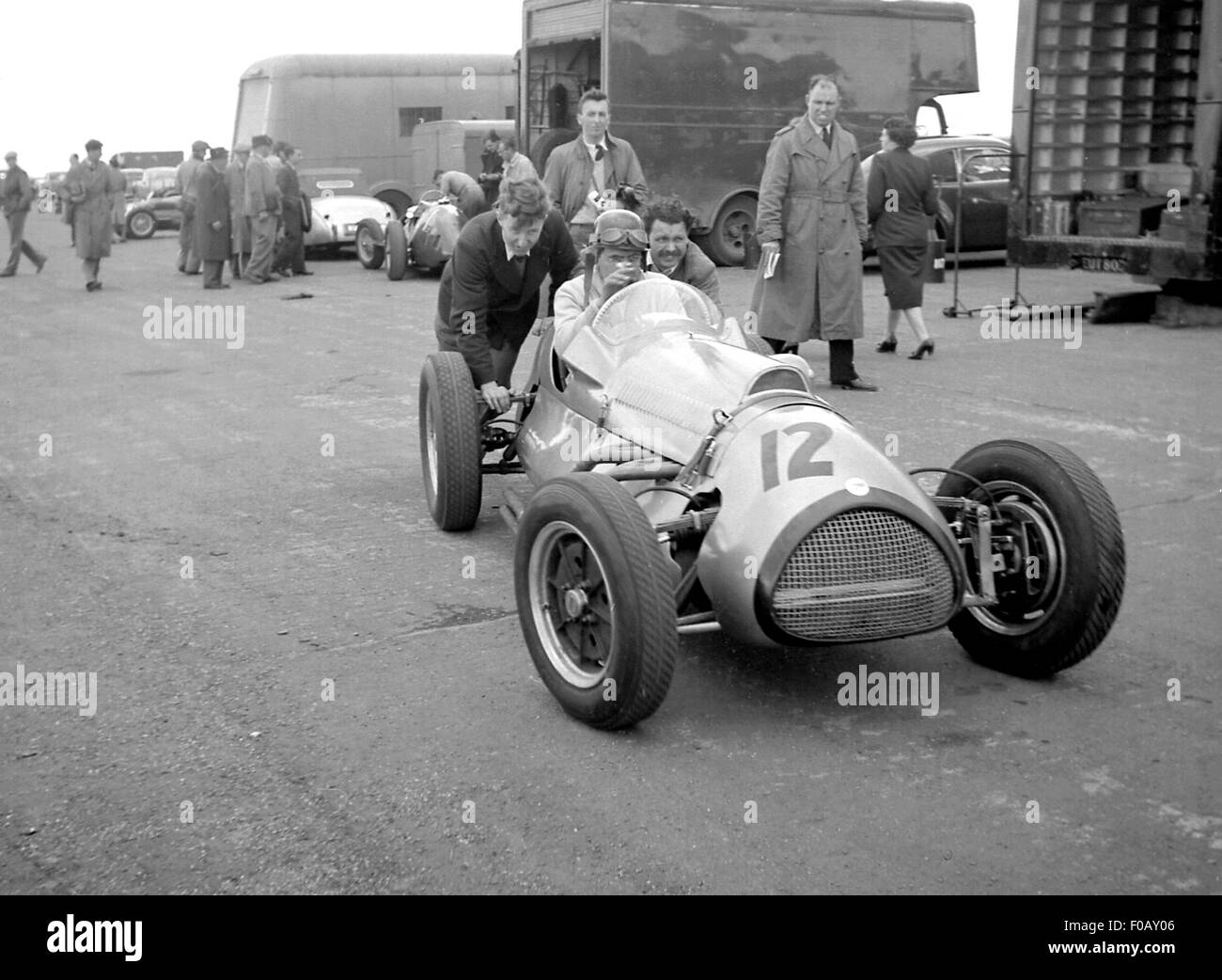 Alan Brown dans sa Cooper -Bristol 1952 Silverstone Banque D'Images