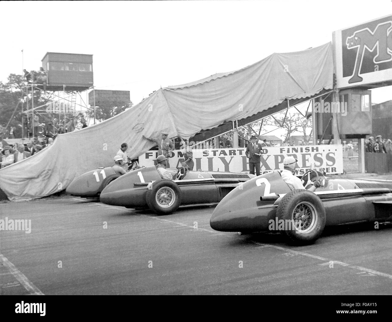 FANGIO STARTLINE FARINA ASCARI FERRARI ALFA ROMEO 375, British GP Silverstone Banque D'Images