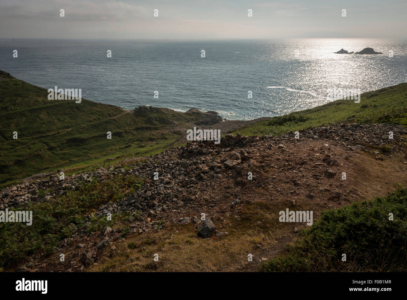 Vue de la Brisons de Carn Gluze, Penwith, Cornwall, UK Banque D'Images
