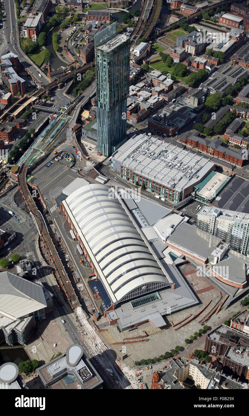 Vue aérienne de Manchester Central Convention Complex, ou,GMEX et Beetham Tower à Manchester Banque D'Images